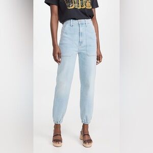 Mother Wrapper Patch Springy Ankle Jeans in Chill Pill
